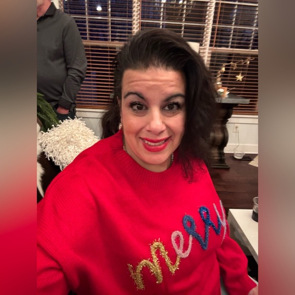 Festive Red 'Merry' Crew Neck Sweater - Picture 6 of 6